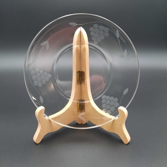 Other - Vintage Etched Glass Saucer with‎ Grape Cluster Pattern – Clear Midcentury 5.75"